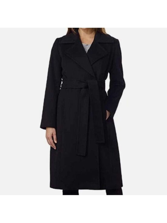 George Simonton Jackets & Blazers - Size 8 George Simonton Couture Women's Cashmere Belted Wrap Bl;ack Coat